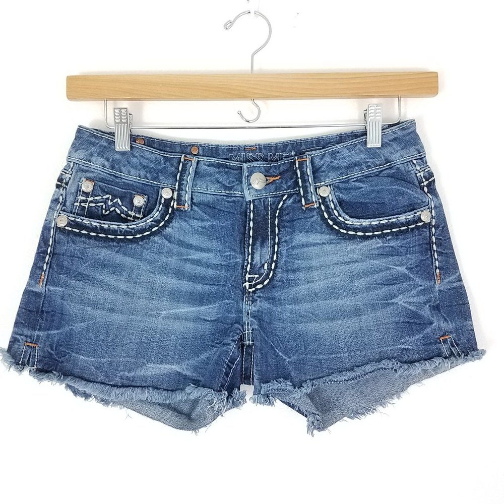 Miss Me | Denim Cutoff Shorts Contrast Stitch